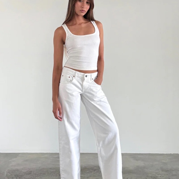 Motel Rocks Low Rise Parallel Jeans in True White Size W24 L32W24 L32 - Picture 3 of 3